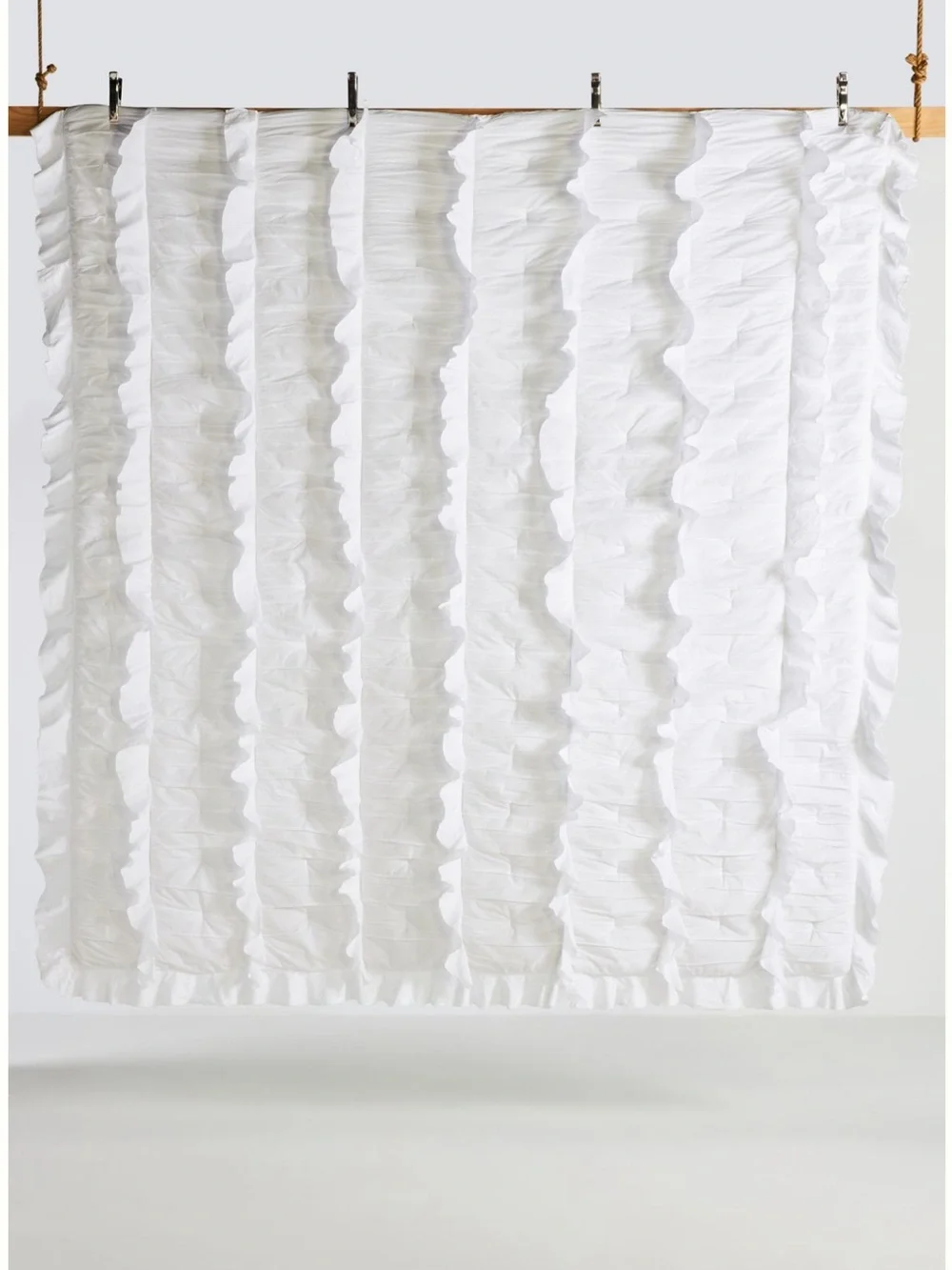 Set‎ Zaida Ruffled Voile Fresh White Quilt + Shams